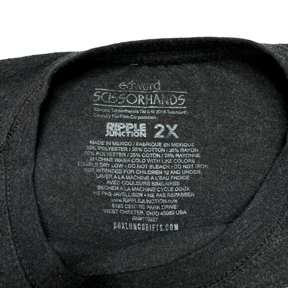 Edward Scissorhands Heather Gray Shadow Outline Graphic Tee Size 2X Womens Retro - Picture 6 of 8